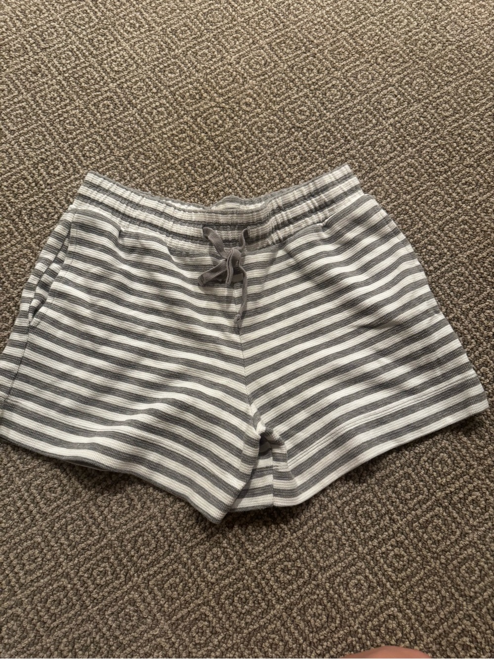 Splendid Stripe Terry Short In Light Heather Grey Stripe - Size Medium